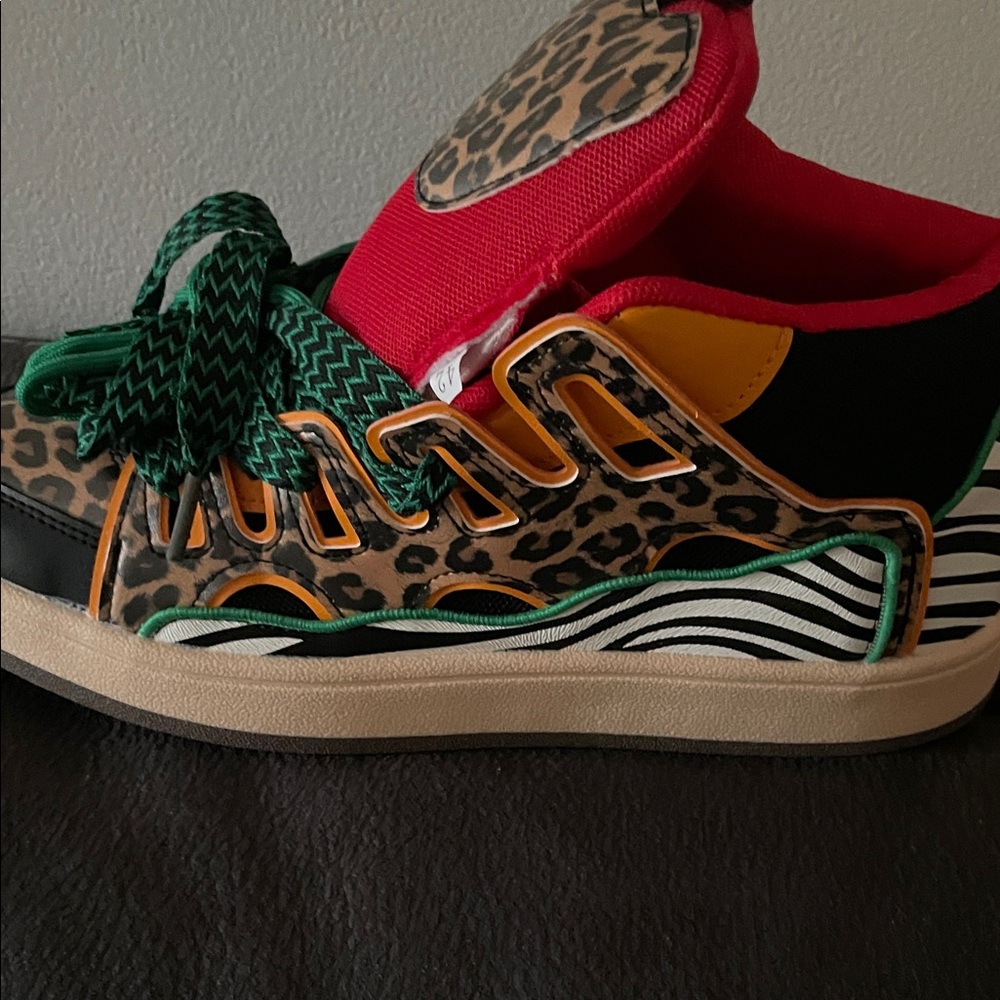 Leopard Print Women's Sneakers with Green Accents
